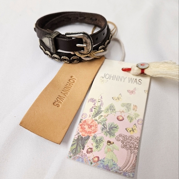 Johnny Was Fibbia Italian Leathet Wrap Bracelet In Brown And Silver NWT - Picture 7 of 9